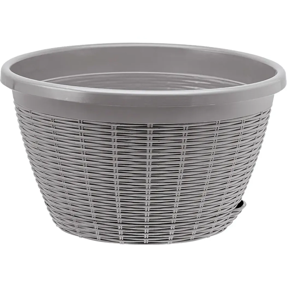 Кашпо для цветов пластиковое 4,5л d-27см Подвесное с поддоном Серый жемчуг