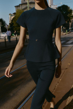 ZARA ПРЯМЫЕ ТРИКОТАЖНЫЕ БРЮКИ, МОРСКОЙ СИНИЙ