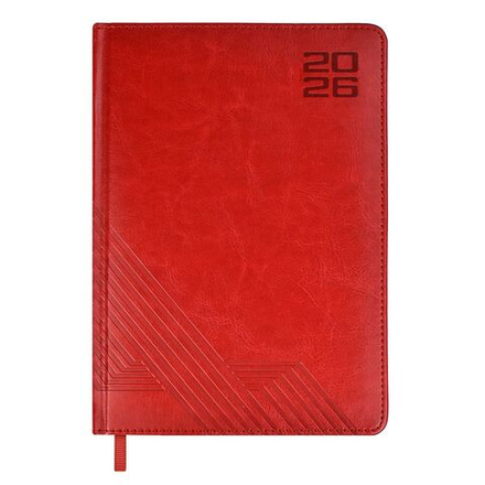 Ежедневник дат. 2026г А5 176л., кожзам, тв.пер. "Сариф красный" блинт.тисн., ляссе