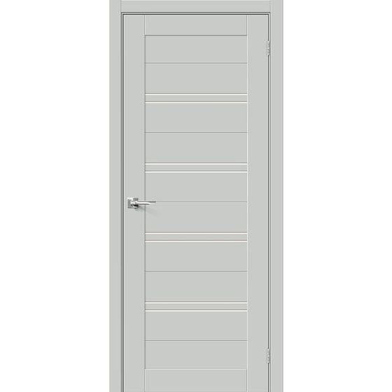 Купить Межкомнатная дверь ПЭТ Браво-28 Grey Silk стекло белое