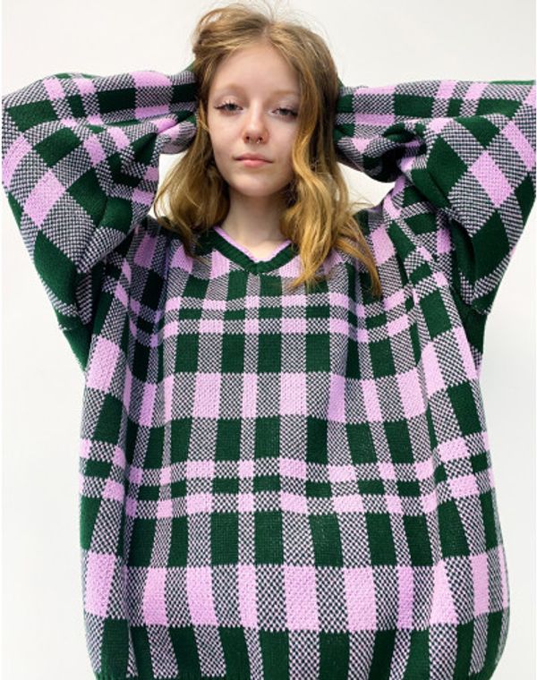 Свитер Шашки Зеленый - фото 2