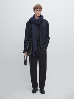 Massimo Dutti Куртка-рубашка с карманами на пуговицах, темно-синий