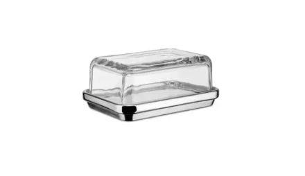 Alessi - Стальная масленка со стеклянной крышкой / артикул   ES03  / GTIN 8003299870592
