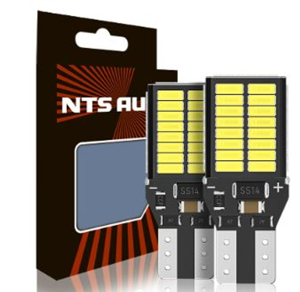 Светодиод 12-24V T15 (w16w) 54SMD 4014 WHITE CANBUS (кт2шт) NTS #T15-4014-54-W-2PC