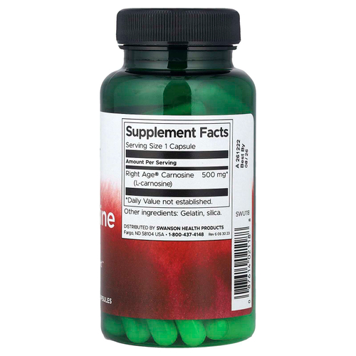 Swanson, L-карнозин, 500 мг, 60 капсул