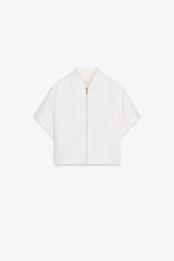 ZARA УКОРОЧЕННАЯ КУРТКА — ZW COLLECTION, ЭКРЮ