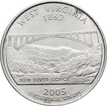 25 центов (1/4 доллара, квотер) 2005 США «Штат Западная Вирджиния» (P)