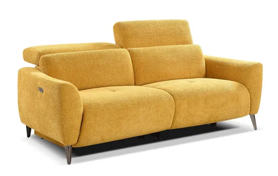 Диван-реклайнер с электроприводом Jasper, 200 см, желтый