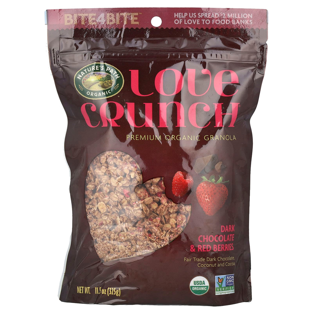 Nature's Path, Love Crunch, органическая гранола премиального качества, с черным шоколадом и красными ягодами, 325 г (11,5 унции)