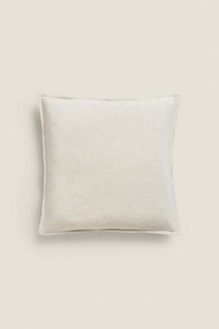 ZARA HOME ЛЬНЯНОЙ ЧЕХОЛ НА ПОДУШКУ, СВЕТЛО-БЕЖЕВЫЙ