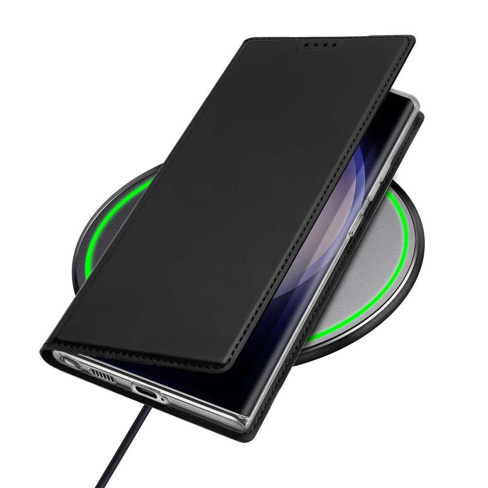 Чехол книжка из PU кожи черного цвета от Dux Ducis для Samsung Galaxy S23 Ultra, серия Skin Pro Series Case
