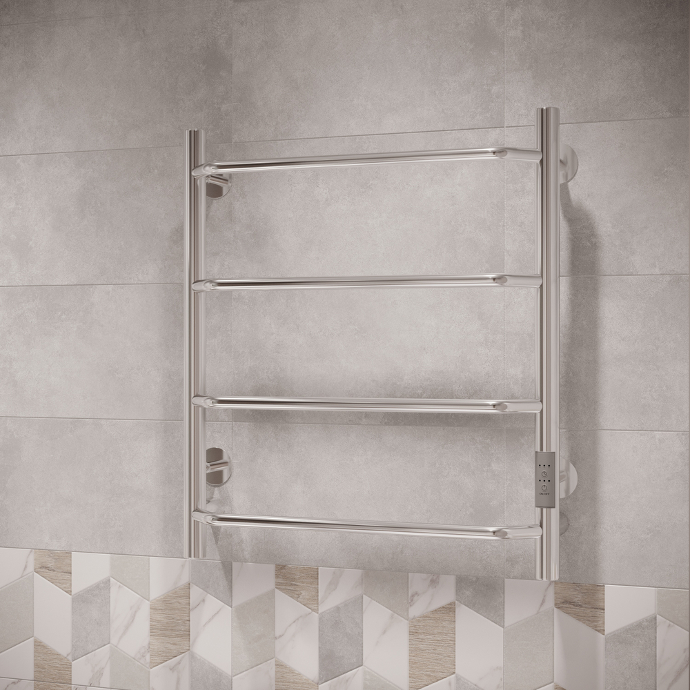 Полотенцесушитель электрический EWRIKA Сафо FT 60x55 см, подключение справа, слева, глянцевый хром, лесенка