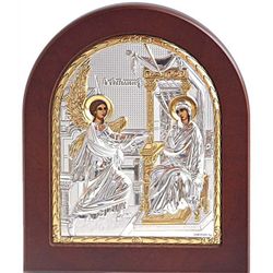 Благовещение Пресвятой Богородицы. Икона в серебряном окладе.