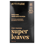 ATTITUDE, Super Leaves™, кусковое мыло для тела, для мужчин, пачули и бурбон, 113 г (4 унции)