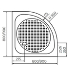 Душевой поддон полукруглый RGW LUX/TN-P (800x800)