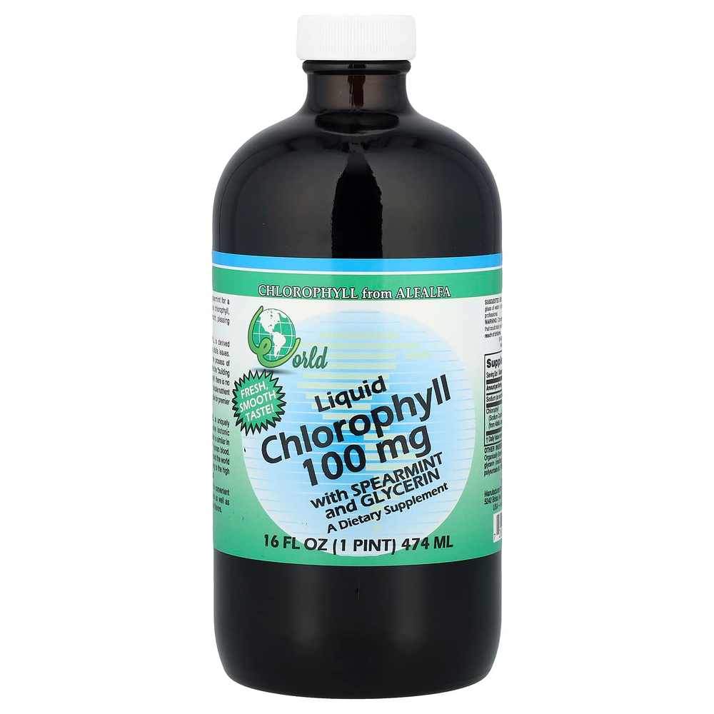World Organic, жидкий хлорофилл с мятой и глицерином, 474 мл (16 жидк. унций)