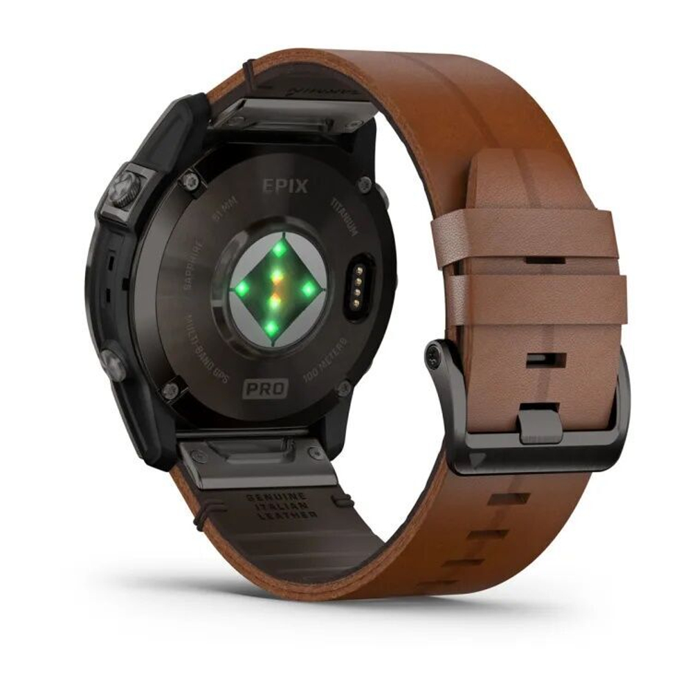Умные часы Garmin Epix Pro Gen 2 Sapphire Edition 51 мм - Carbon Gray DLC Titanium With Chestnut Leather Band