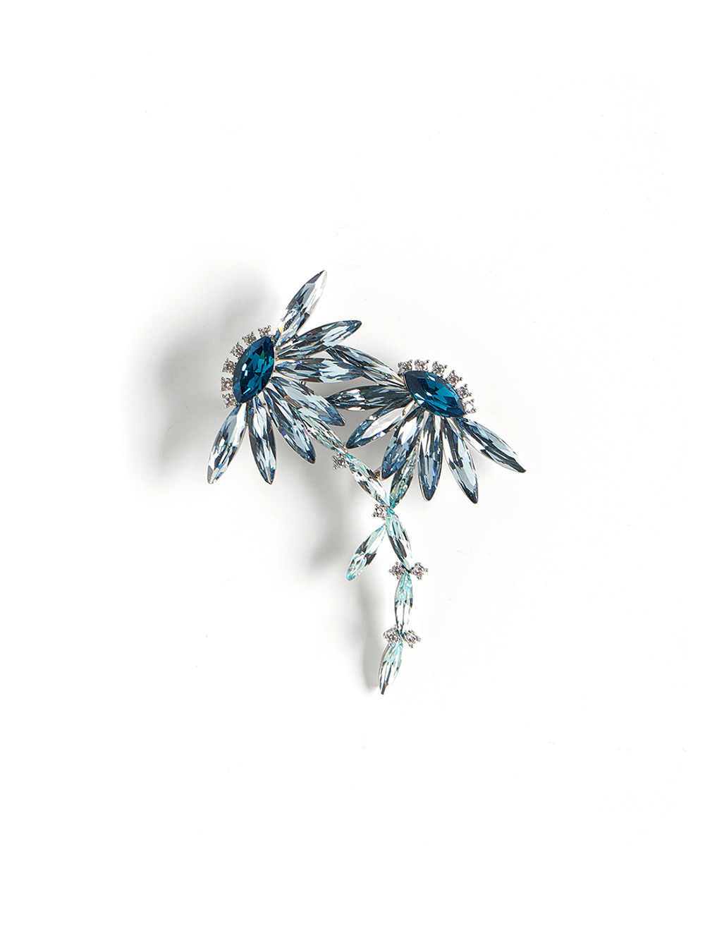 Брошь "Flower blue" Silver