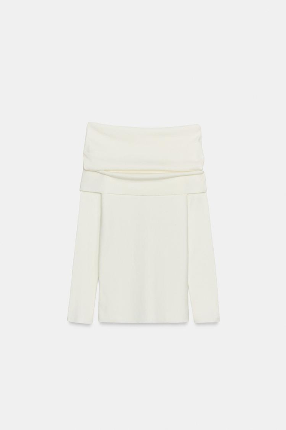 ZARA СВИТЕР С ОТКРЫТЫМИ ПЛЕЧАМИ, БЕЛЫЙ