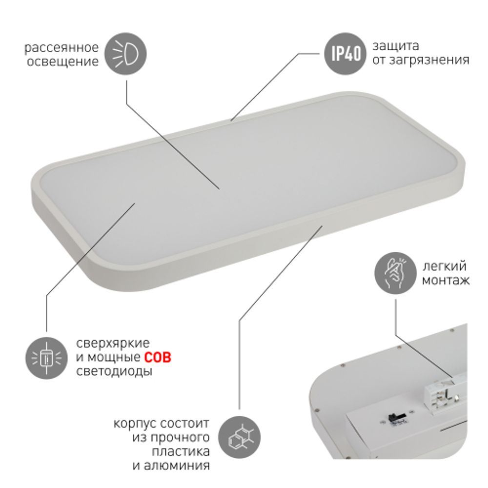Трековый светильник трехфазный ЭРА STR-31-WB-40K-W45 светодиодный панель 45Вт 4000К белый