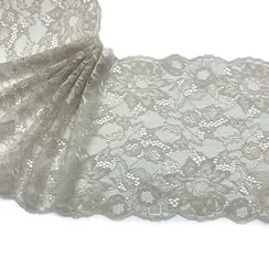 Кружево эластичное серо-бежевое 20 см, Италия