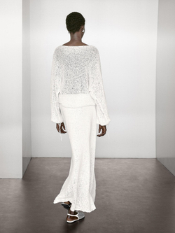 Massimo Dutti Юбка миди из хлопковой смеси, белый