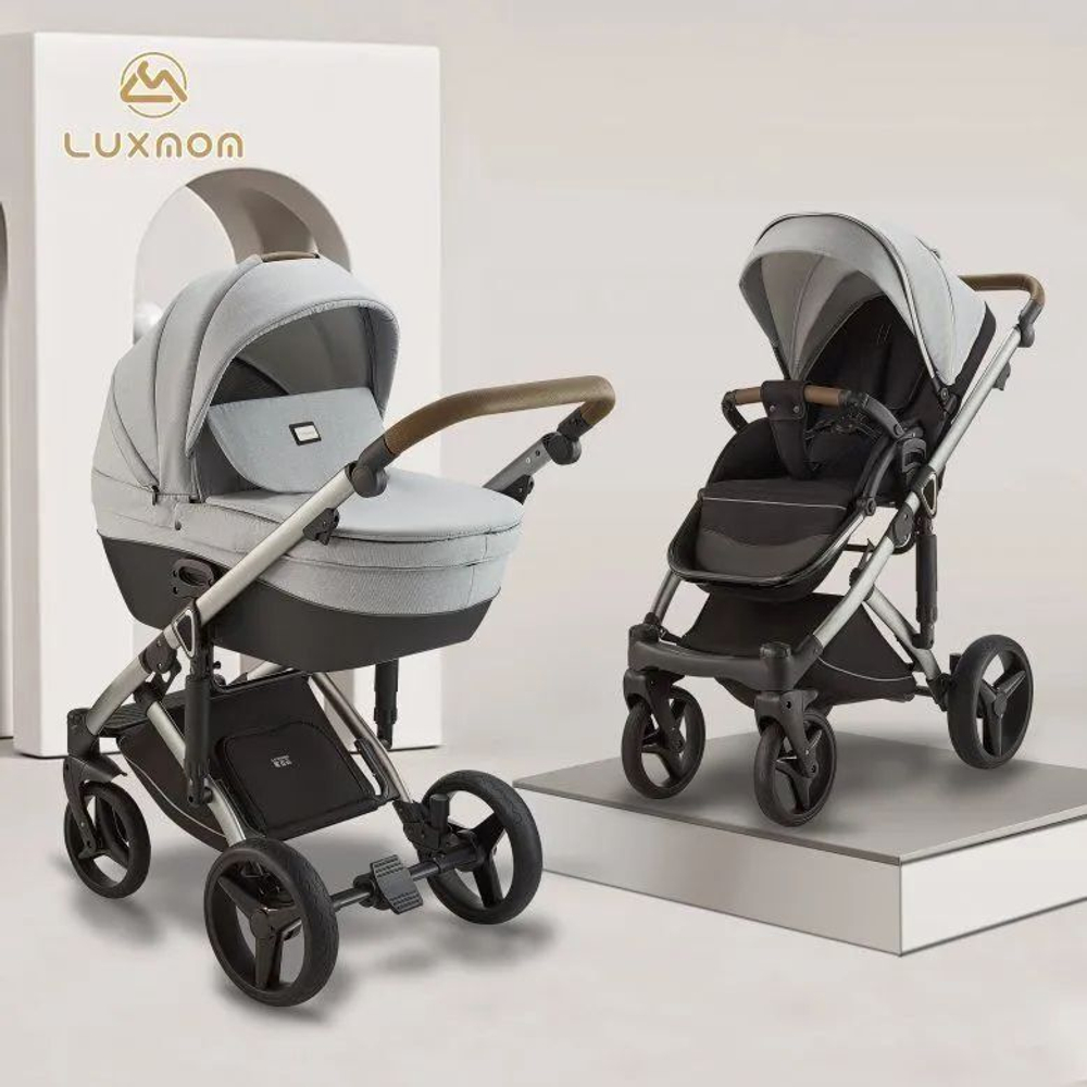 Коляска 3в1 модульная Luxmom F5 автолюлька / светло-серый