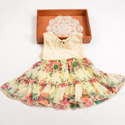 Платье детское с воланами на юбке с цветочным принтом