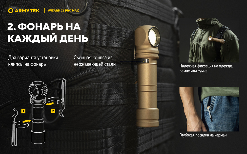 Фонарь Armytek Wizard C2 Pro Max Sand