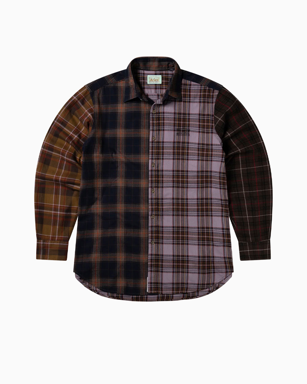 Рубашка Aries Overdyed Patchwork Ls Shirt