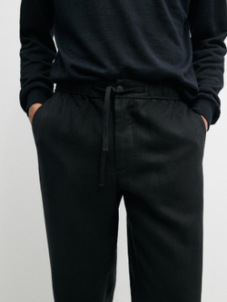 Massimo Dutti Льняные спортивные брюки, черный