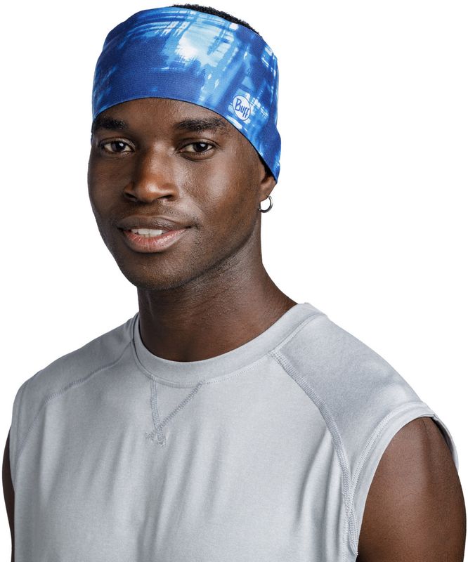 Широкая спортивная повязка на голову Buff Headband Wide CoolNet Attel Blue Фото 3