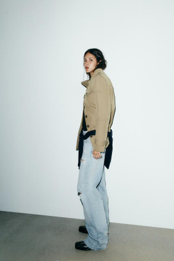 ZARA ДЖИНСЫ TRF WIDE LEG С РАЗРЕЗАМИ И СРЕДНЕЙ ПОСАДКОЙ, ГОЛУБОЙ