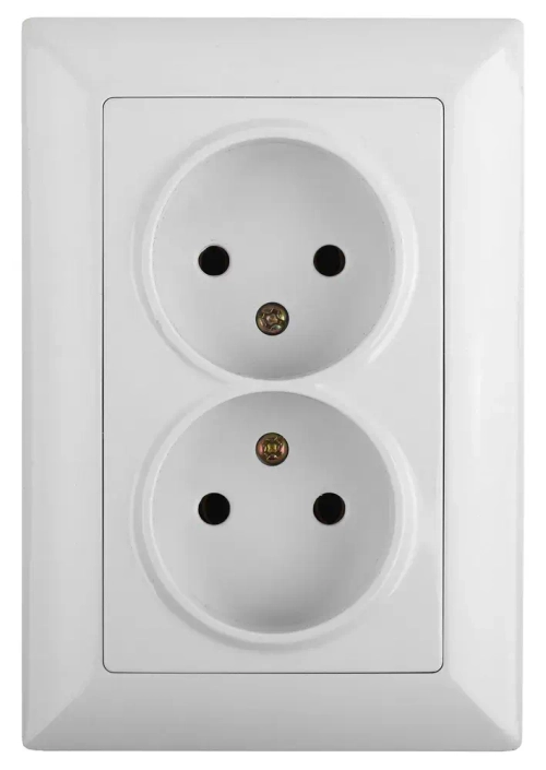 Розетка Intro Solo 4-204-01 без заземления двойная 2х2P 16А-250В IP20 скрытой установки белая