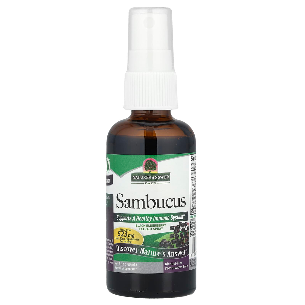 Nature's Answer, Sambucus, спрей с экстрактом черной бузины, без спирта, 60 мл (2 жидк. унции)