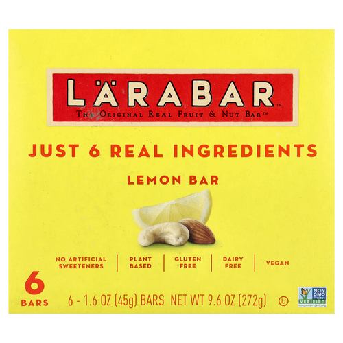 Larabar, Real Fruit & Nut Bar™, со вкусом лимона, 6 батончиков по 45 г (1,6 унции)