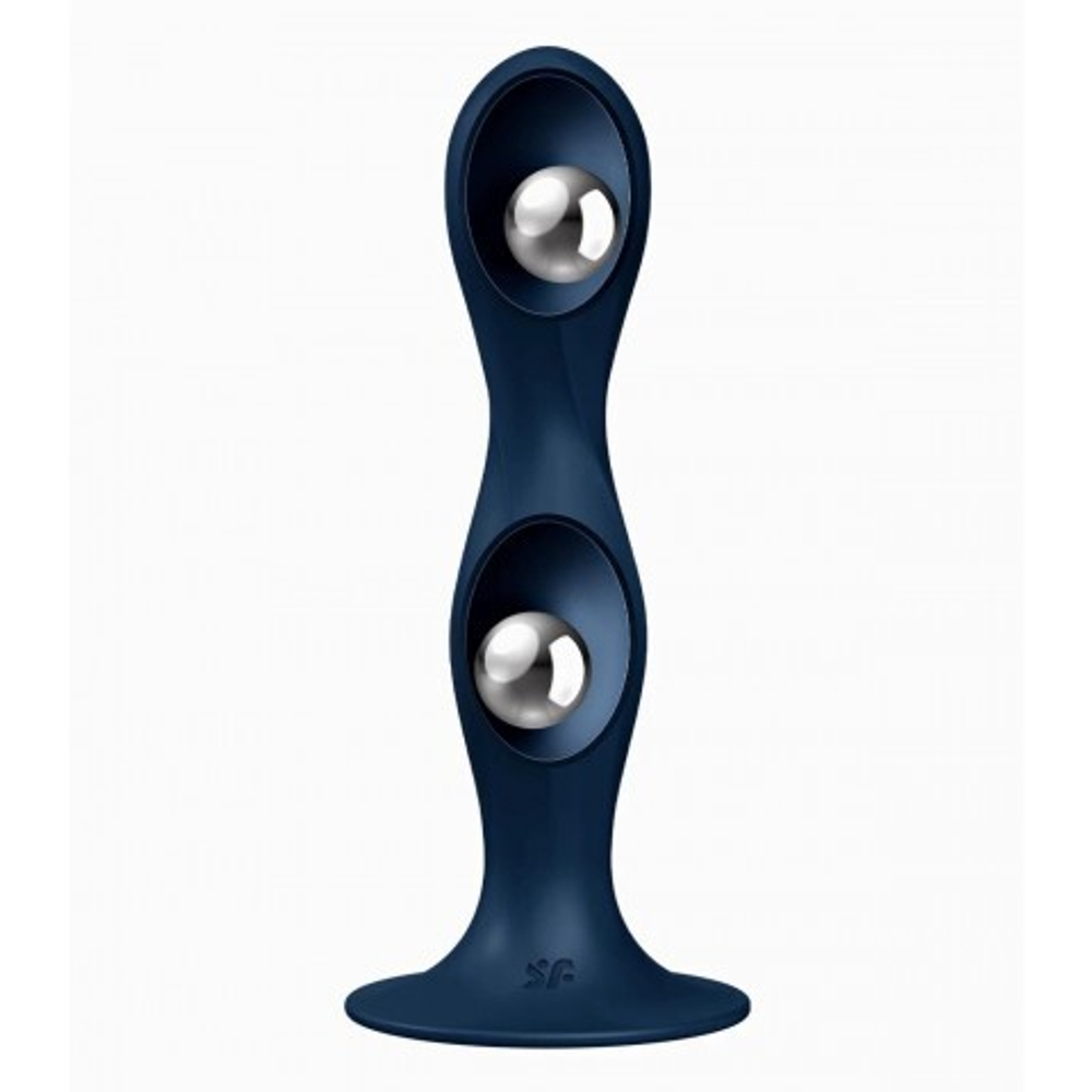 Утяжелённый фаллоимитатор Satisfyer Double Ball-R (17,9×3,4 см) синий