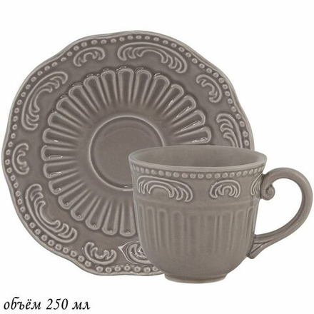 Lenardi 110460 Чашка с блюдцем 250 мл БАВАРИЯ серый в под.уп.(х36)Керамика