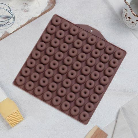 Форма для мармелада Пончики мини, 64шт, цветной силикон (Китай)
