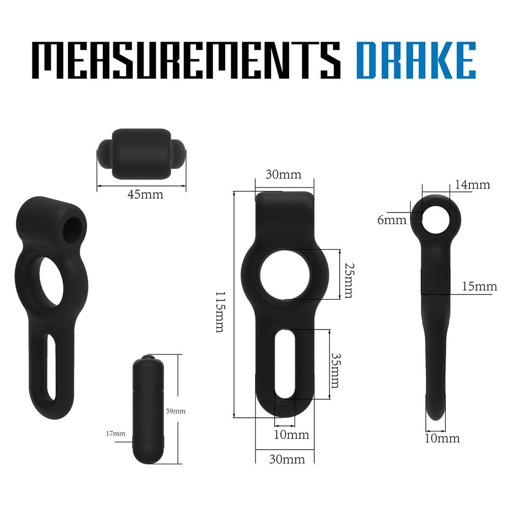 Черное двойное эрекционное виброкольцо Rooster Drake (Цвет: черный)