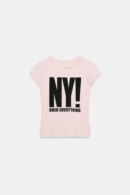 ZARA ФУТБОЛКА С КОРОТКИМИ РУКАВАМИ И НАДПИСЬЮ, ПАСТЕЛЬНО-РОЗОВЫЙ