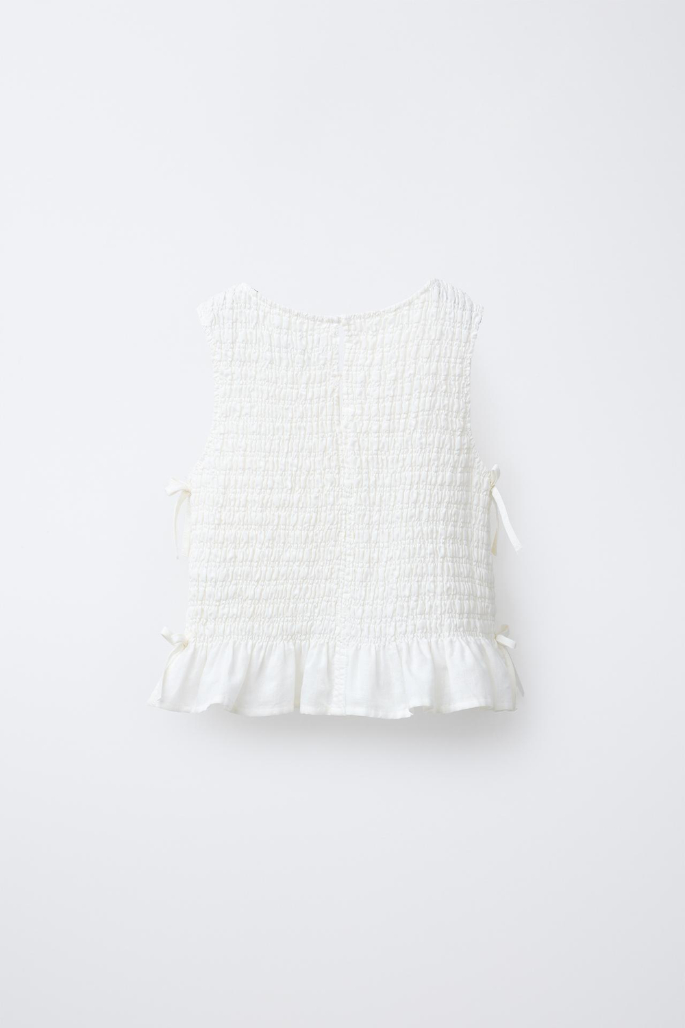 ZARA ЭЛАСТИЧНЫЙ ТОП С БАНТАМИ, БЕЛЫЙ