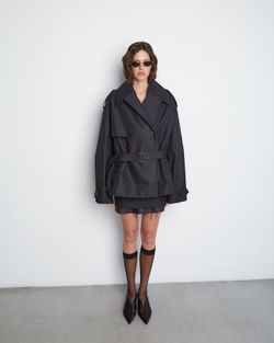 Тренч с утепленным жилетом черный