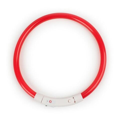 Светящийся ошейник для собак, размер M, 40-50 см, силикон, цвет красный