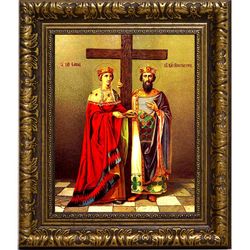 Елена и Константин Святые равноапостольные. Икона на холсте.