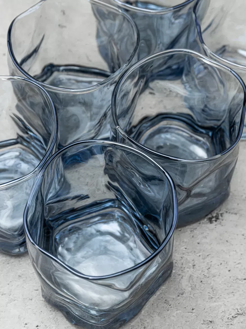 Набор изогнутых бокалов для виски, голубой, 300 мл, 6 шт.