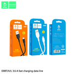 Кабель USB - Micro DENMEN D08V 3.6A (черный) 1м