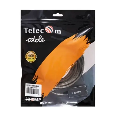 Активный удлинитель USB 2.0 A TELECOM 15 метров кабель прозрачная оплётка провод (TUS7049-15M)