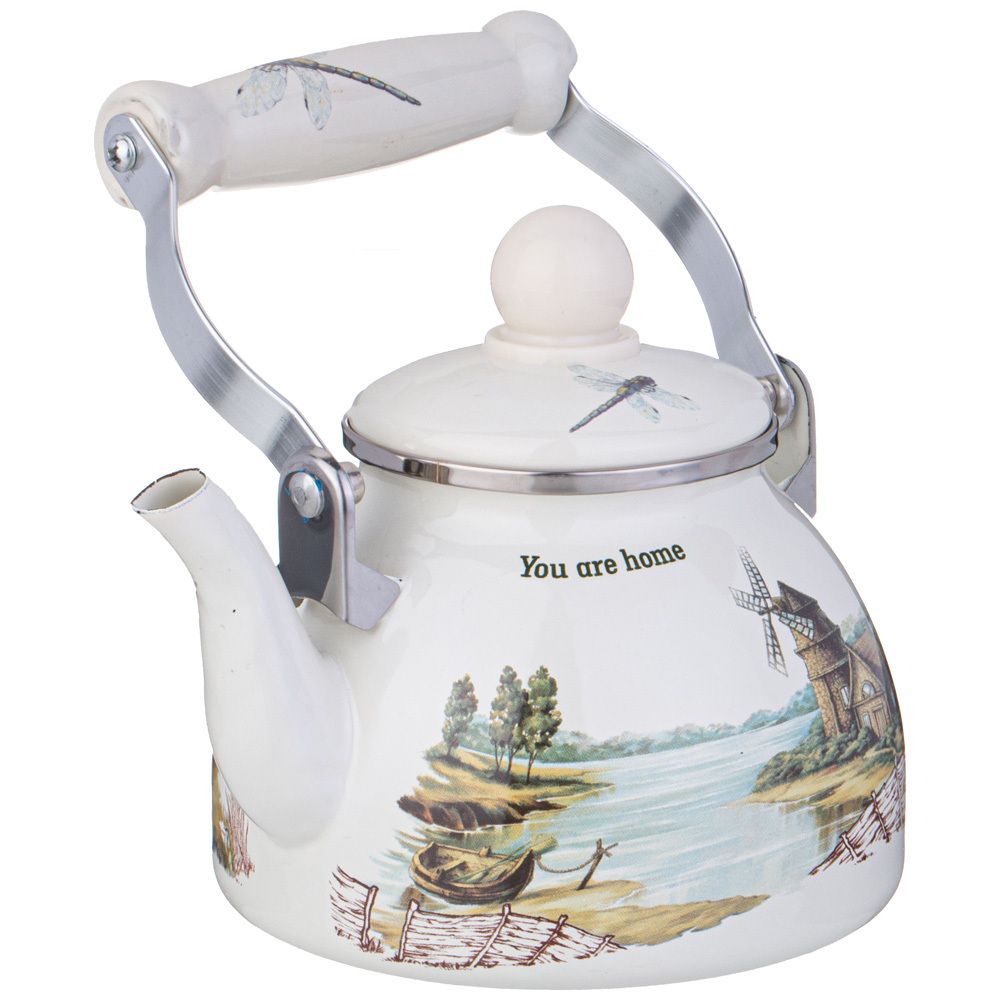 ЧАЙНИК AGNESS ЭМАЛИРОВАННЫЙ СО СЪЕМНЫМ ФИЛЬТРОМ ИЗ НЖС СЕРИЯ "FAMILY HOUSE", 1,1 Л