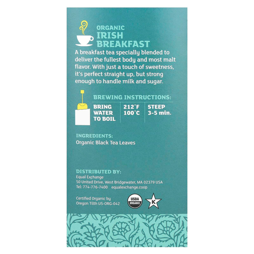 Equal Exchange, органический ирландский завтрак, черный чай, 20 чайных пакетиков, 40 г (1,41 унции)